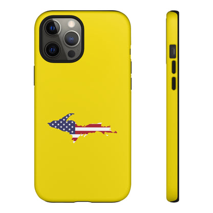 Michigan Upper Peninsula Tough Phone Case (Gadsden Yellow w/ UP USA Outline) | Apple iPhone