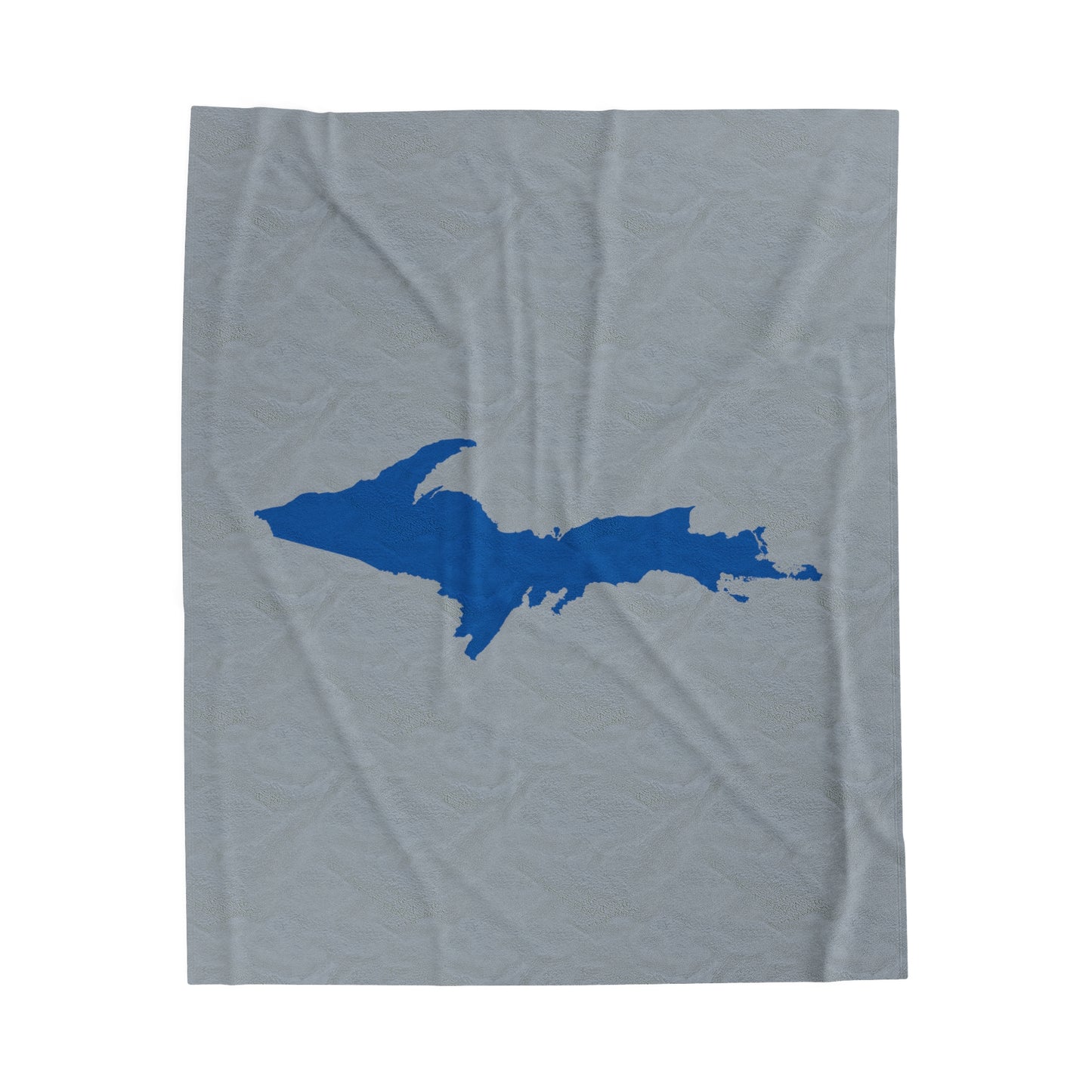 Michigan Upper Peninsula Plush Blanket (w/ Azure UP Outline) | Silver