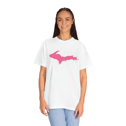 Michigan Upper Peninsula T-Shirt (w/ Pink UP Outline) | Unisex Garment-Dyed