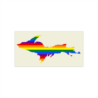 Michigan Upper Peninsula Bumper Stickers (w/ UP Pride Flag Outline) | Ivory Color Background