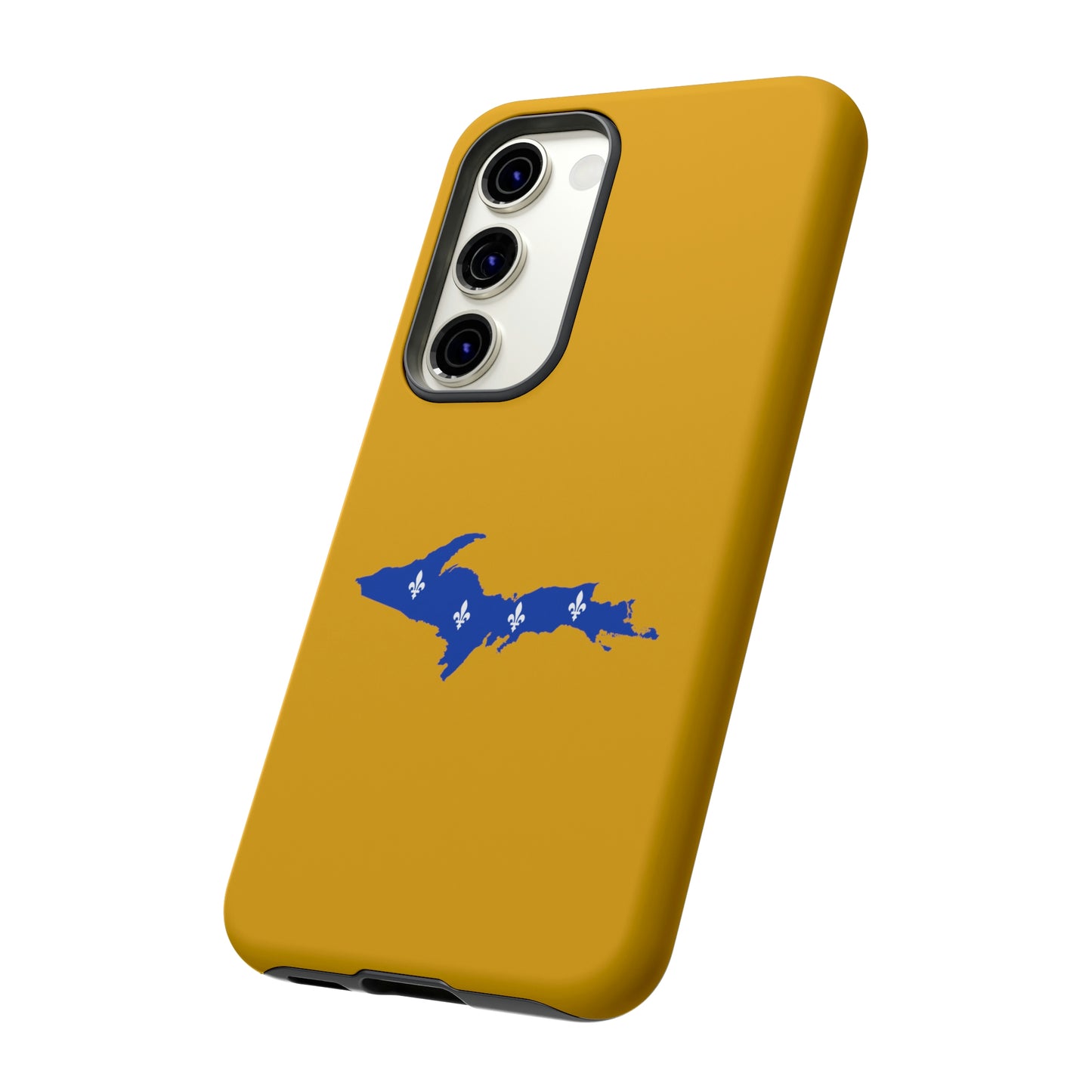 Michigan Upper Peninsula Tough Phone Case (Gold w/ UP Quebec Flag Outline) | Samsung & Pixel Android