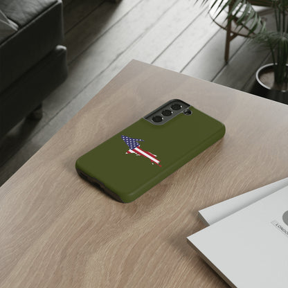 Michigan Upper Peninsula Tough Phone Case (Army Green w/ UP USA Flag Outline) | Samsung & Pixel Android