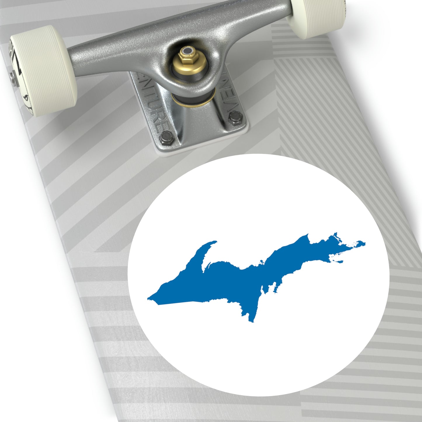 Michigan Upper Peninsula Round Stickers (w/ Azure UP Outline) | Indoor\Outdoor