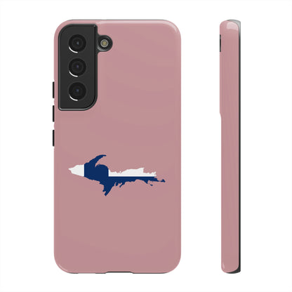 Michigan Upper Peninsula Tough Phone Case (Cherry Blossom Pink w/ UP Finland Flag Outline) | Samsung & Pixel Android