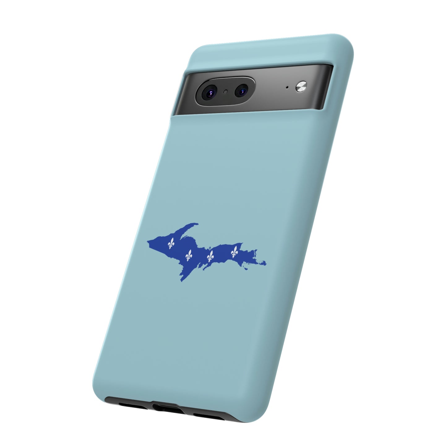 Michigan Upper Peninsula Tough Phone Case ('58 Caddie Blue w/ UP Quebec Flag Outline) | Samsung & Pixel Android