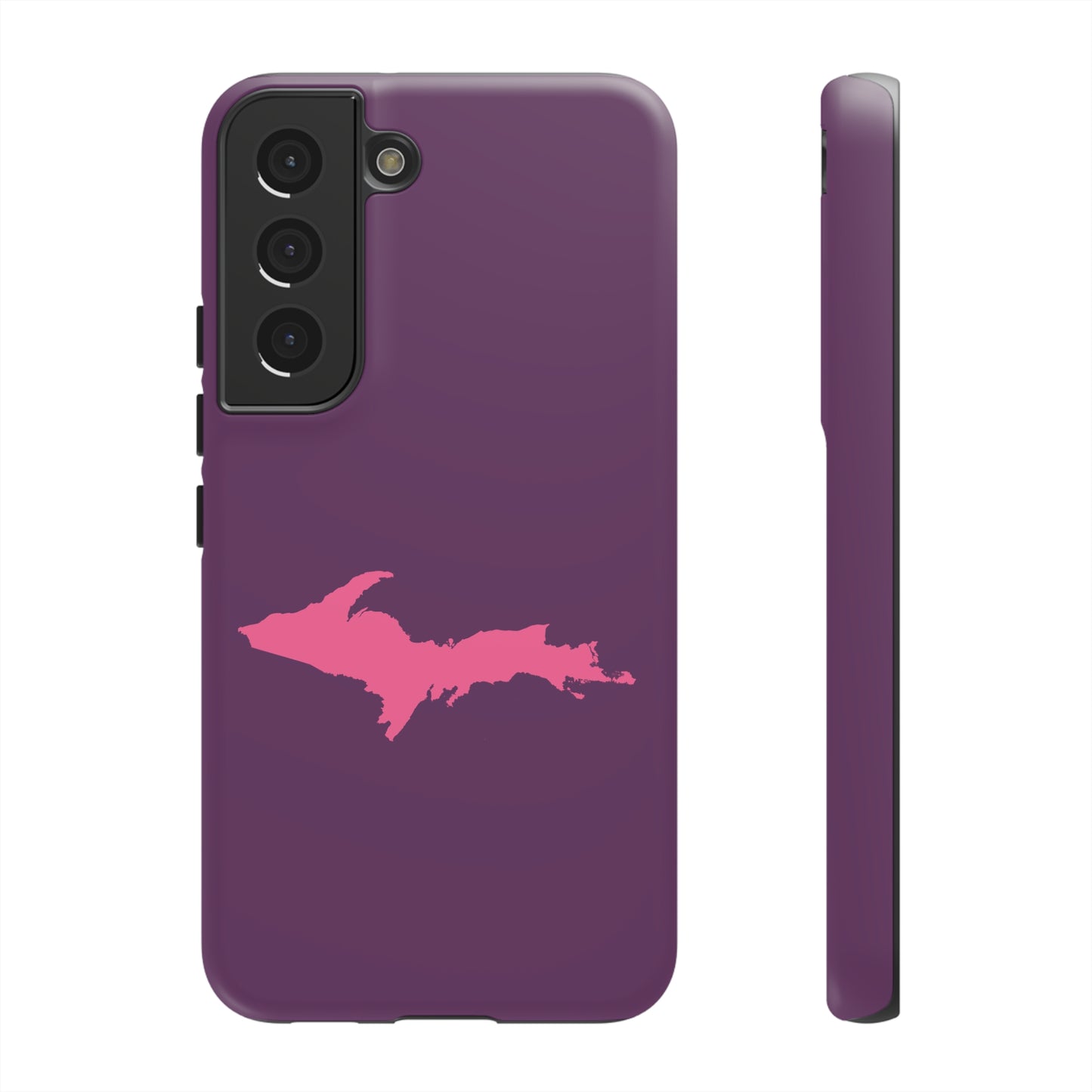 Michigan Upper Peninsula Tough Phone Case (Plum w/ Pink UP Outline) | Samsung & Pixel Android