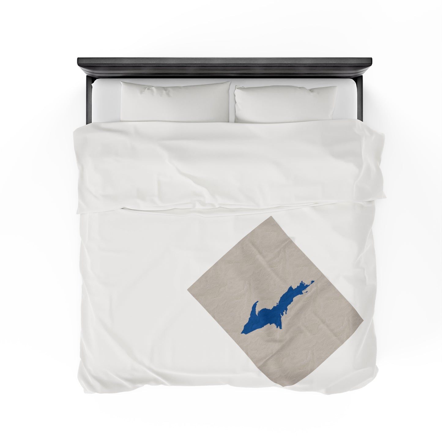 Michigan Upper Peninsula Plush Blanket (w/ Azure UP Outline) | Canvas Color