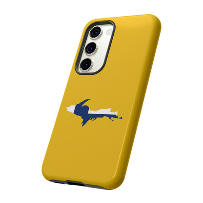 Michigan Upper Peninsula Tough Phone Case (Gold w/ UP Finland Flag Outline) | Samsung & Pixel Android