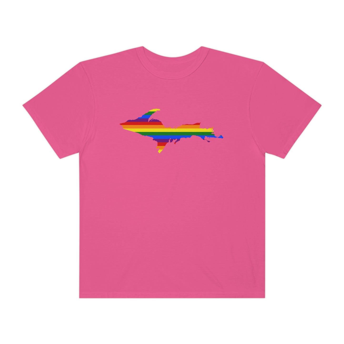 Michigan Upper Peninsula T-Shirt (w/ UP Pride Flag Outline) | Unisex Garment-Dyed