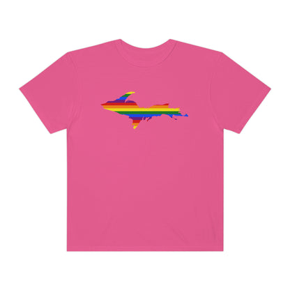 Michigan Upper Peninsula T-Shirt (w/ UP Pride Flag Outline) | Unisex Garment-Dyed