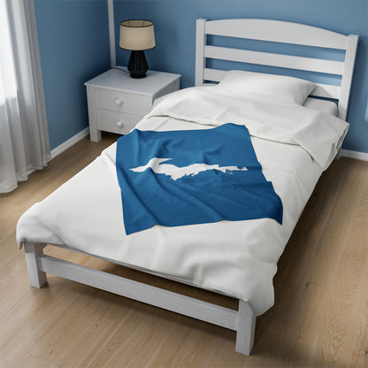 Michigan Upper Peninsula Plush Blanket (w/ UP Outline) | Lake Michigan Blue