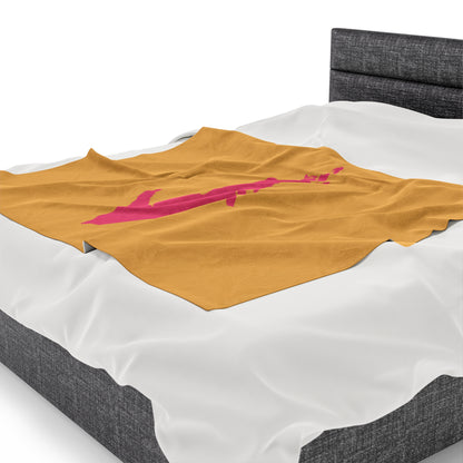 Michigan Upper Peninsula Plush Blanket (w/ Pink UP Outline) | Citrine