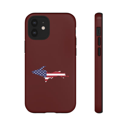 Michigan Upper Peninsula Tough Phone Case (Cherrywood Color w/ UP USA Outline) | Apple iPhone