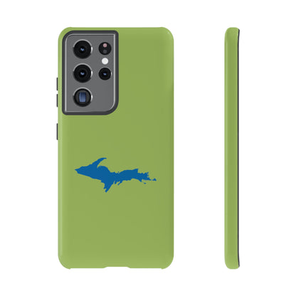 Michigan Upper Peninsula Tough Phone Case (Gooseberry Green w/ Azure UP Outline) | Samsung & Pixel Android