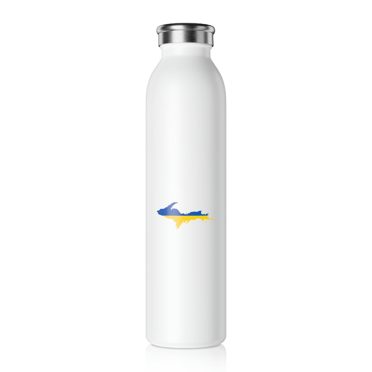 Michigan Upper Peninsula Water Bottle (w/ UP Ukraine Flag Outline) | 20oz Double-Walled