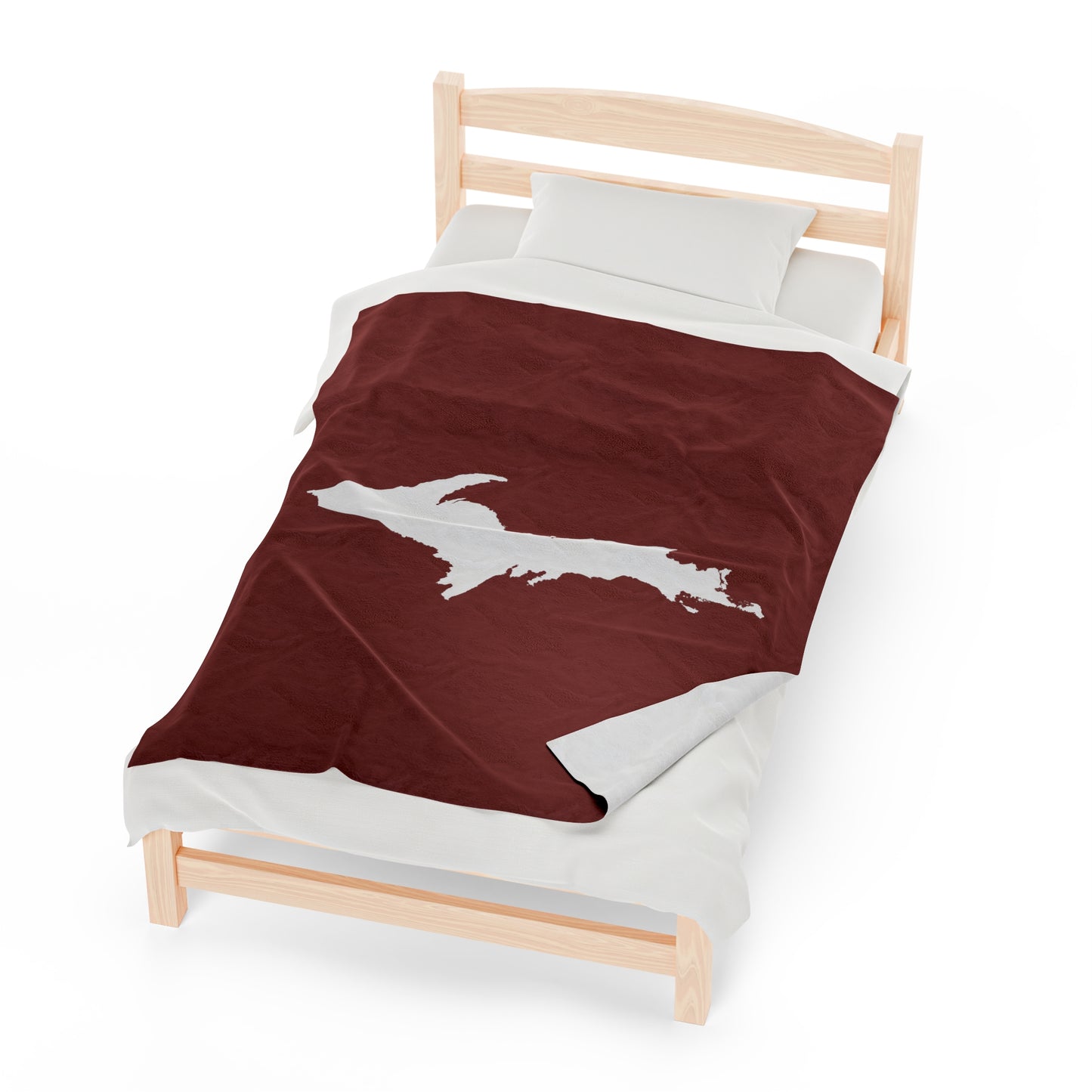 Michigan Upper Peninsula Plush Blanket (w/ UP Outline) | Ore Dock Red