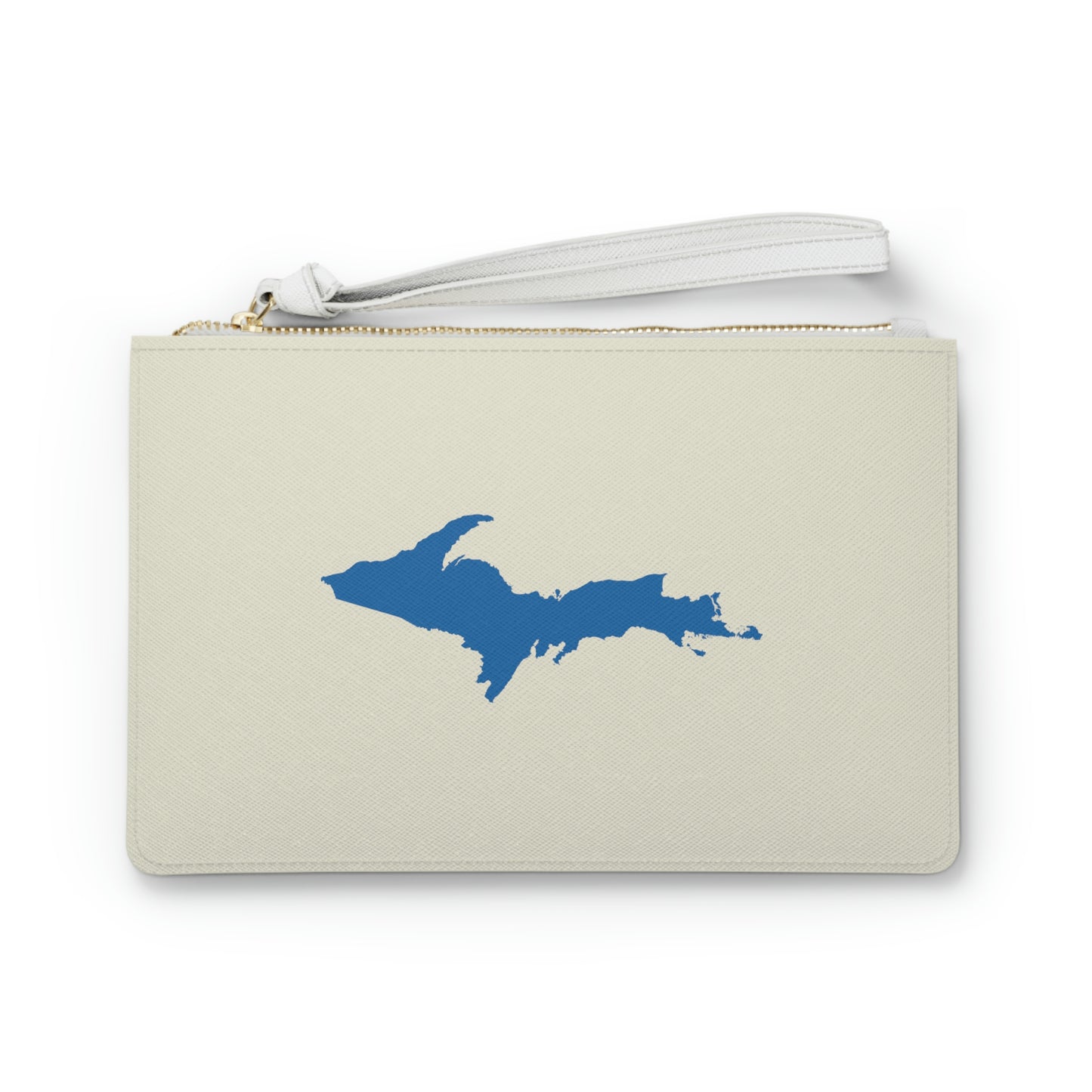 Michigan Upper Peninsula Clutch Bag (Ivory White w/ Azure UP Outline)