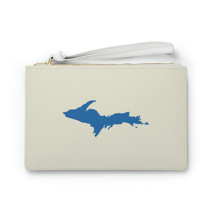 Michigan Upper Peninsula Clutch Bag (Ivory White w/ Azure UP Outline)