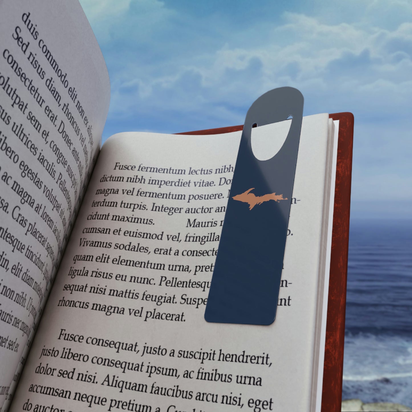 Michigan Upper Peninsula Metal Bookmark (w/ Copper UP Outline) | Navy