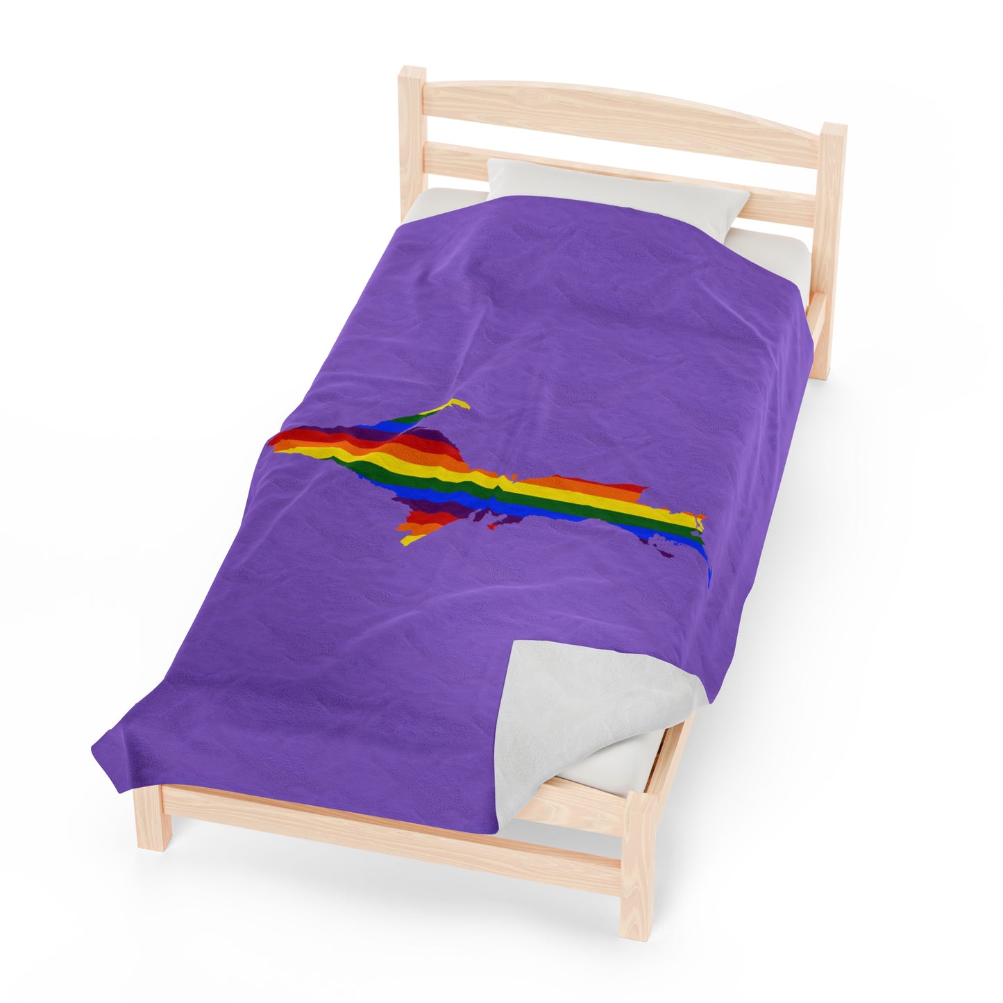 Michigan Upper Peninsula Plush Blanket (w/ UP Pride Flag Outline) | Lavender