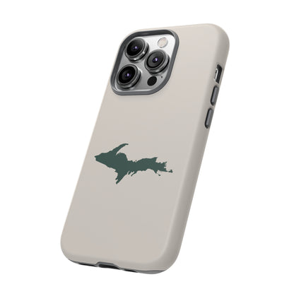 Michigan Upper Peninsula Tough Phone Case (Canvas Color w/ Green UP Outline) | Apple iPhone