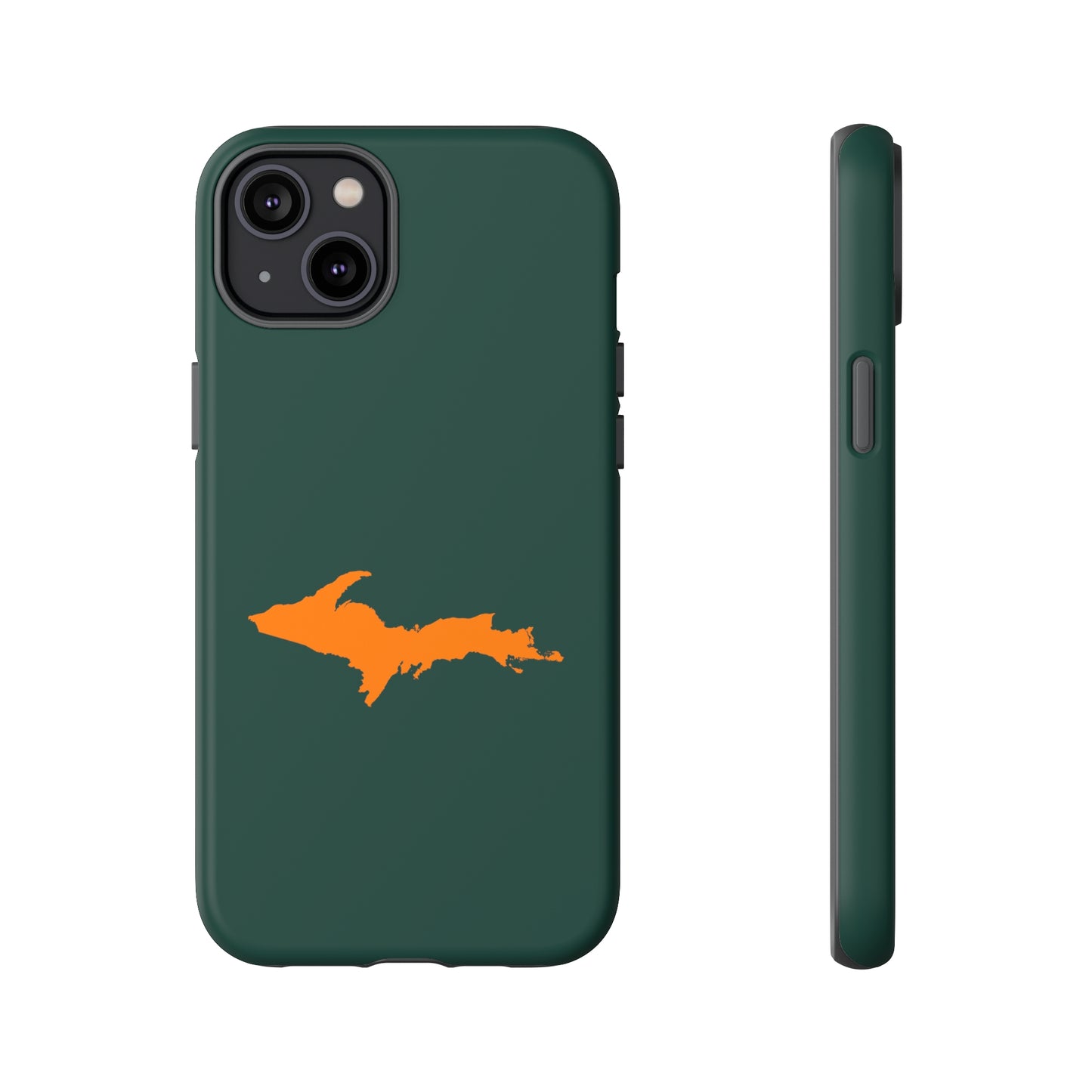 Michigan Upper Peninsula Tough Phone Case (Green w/ Orange UP Outline) | Apple iPhone