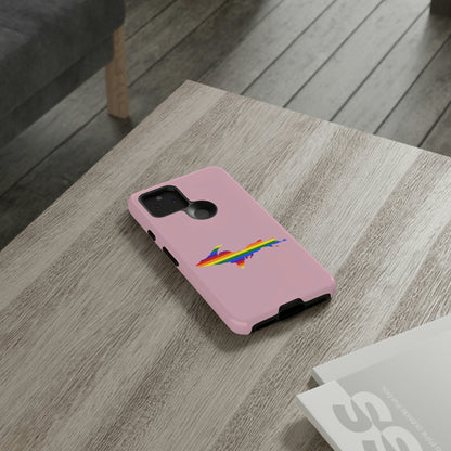 Michigan Upper Peninsula Tough Phone Case (Pink w/ UP Pride Flag Outline) | Samsung & Pixel Android