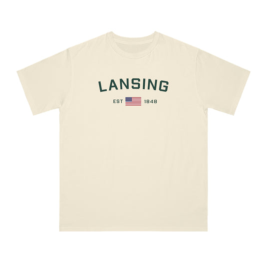 'Lansing EST 1848' T-Shirt (w/ USA Flag | Organic Unisex