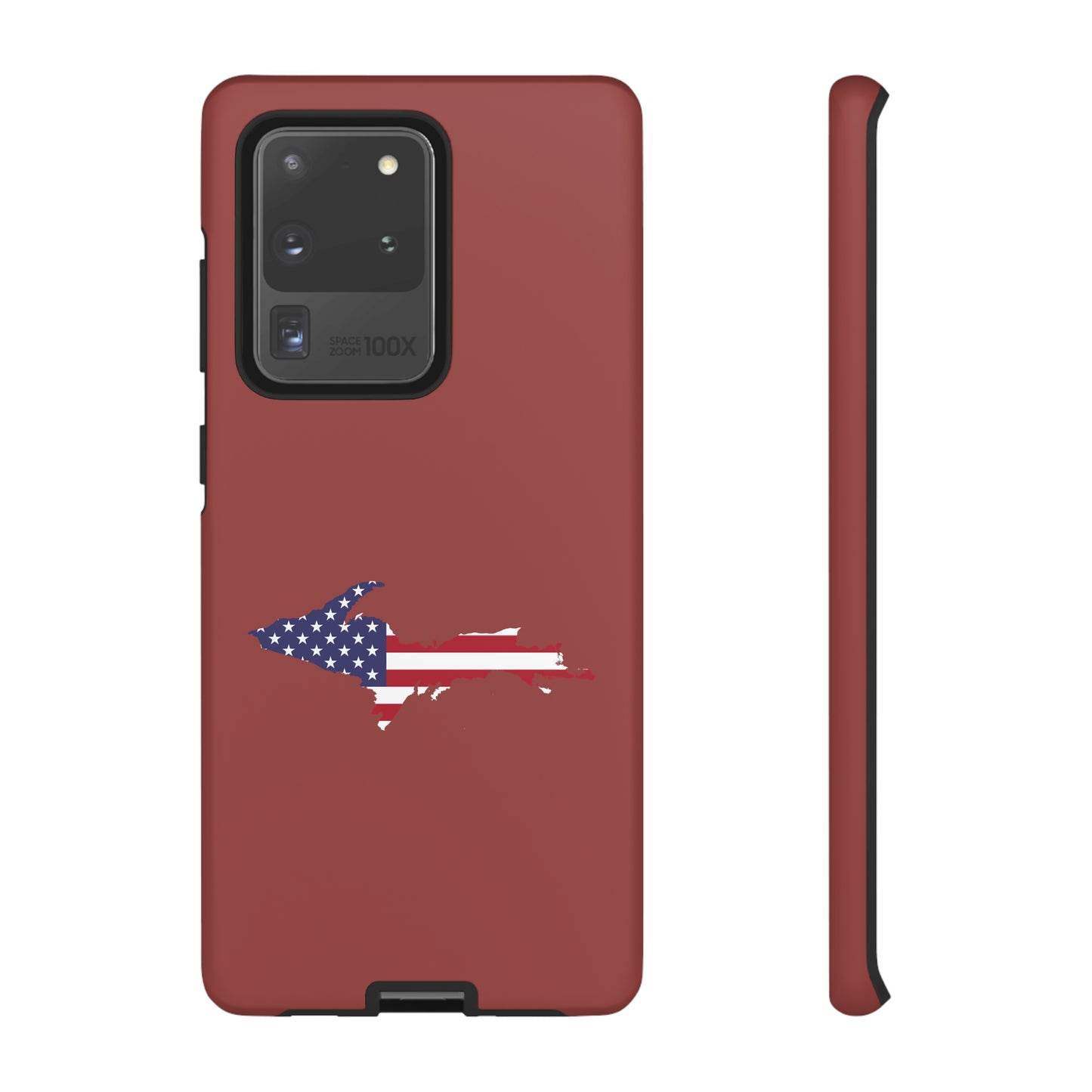 Michigan Upper Peninsula Tough Phone Case (Ore Dock Red w/ UP USA Flag Outline) | Samsung & Pixel Android