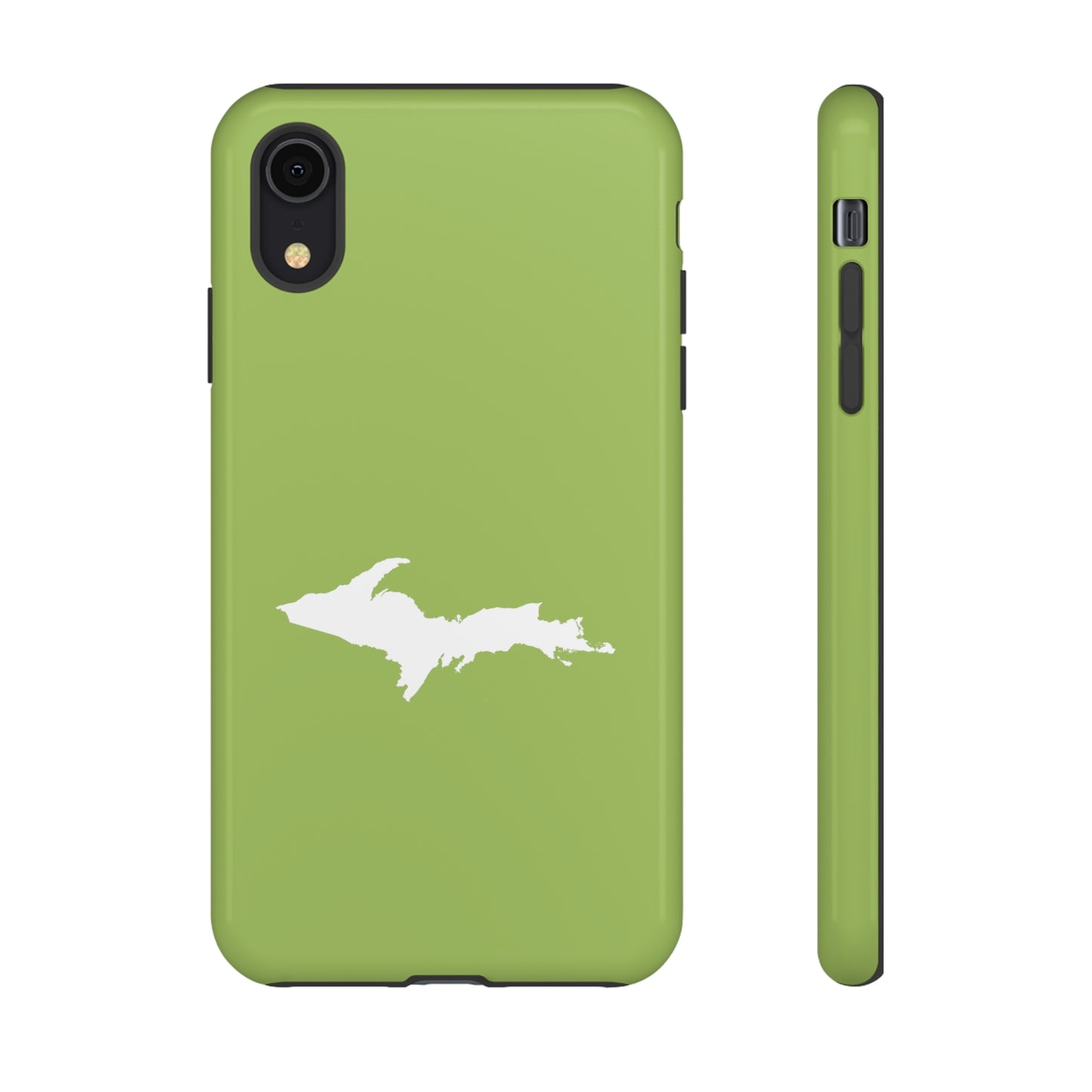 Michigan Upper Peninsula Tough Phone Case (Gooseberry Green w/ UP Outline) | Apple iPhone