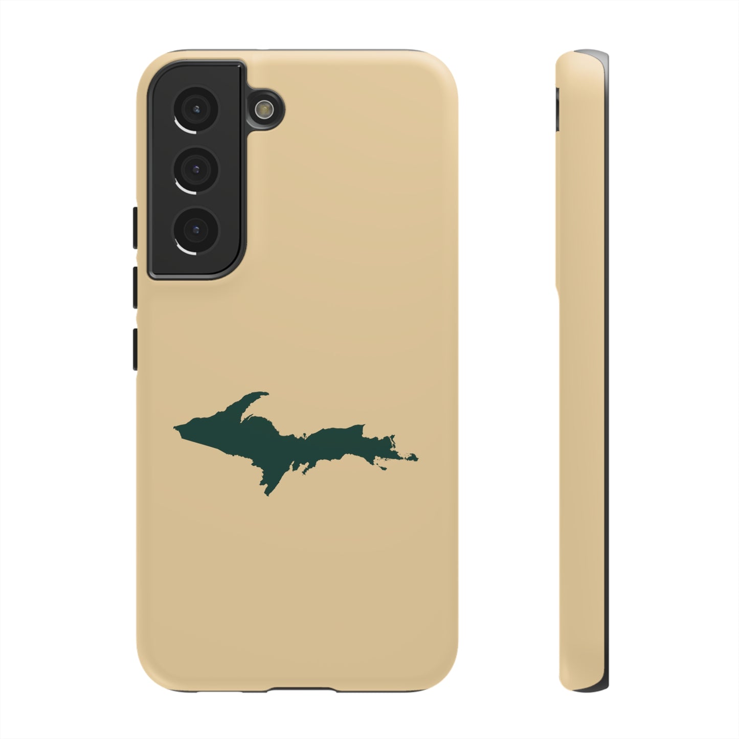 Michigan Upper Peninsula Tough Phone Case (Maple Color w/ Green UP Outline) | Samsung & Pixel Android