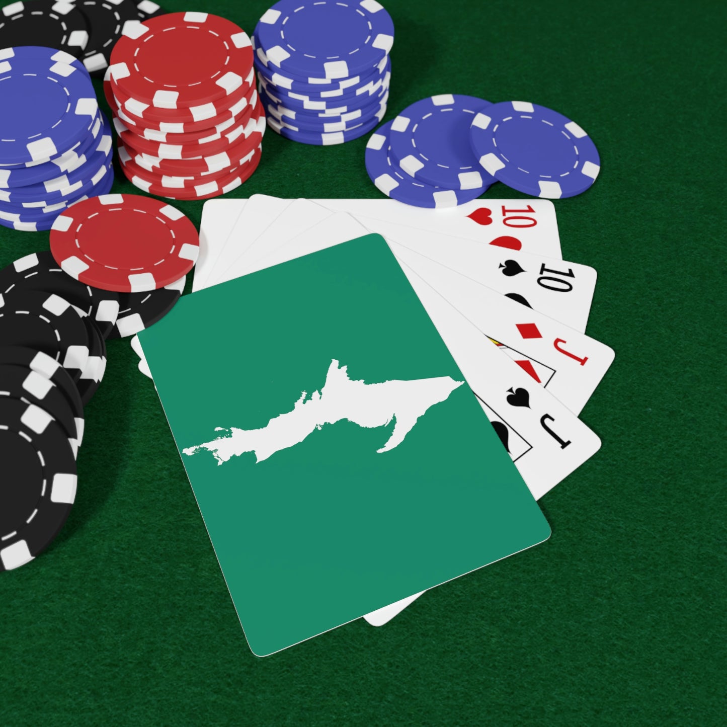 Michigan Upper Peninsula Poker Cards (Emerald Green w/ UP Outline)