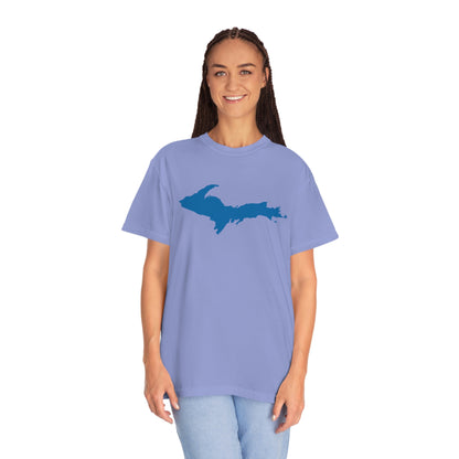 Michigan Upper Peninsula T-Shirt (w/ Azure UP Outline) | Unisex Garment-Dyed