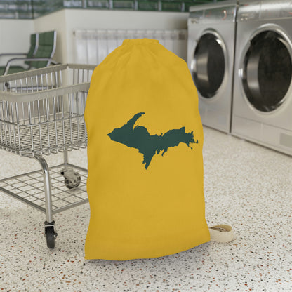 Michigan Upper Peninsula Laundry Bag (Gold w/ Green UP Outline)