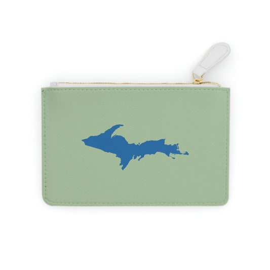 Michigan Upper Peninsula Mini Clutch Bag (Green Tea Color w/ Azure UP Outline)