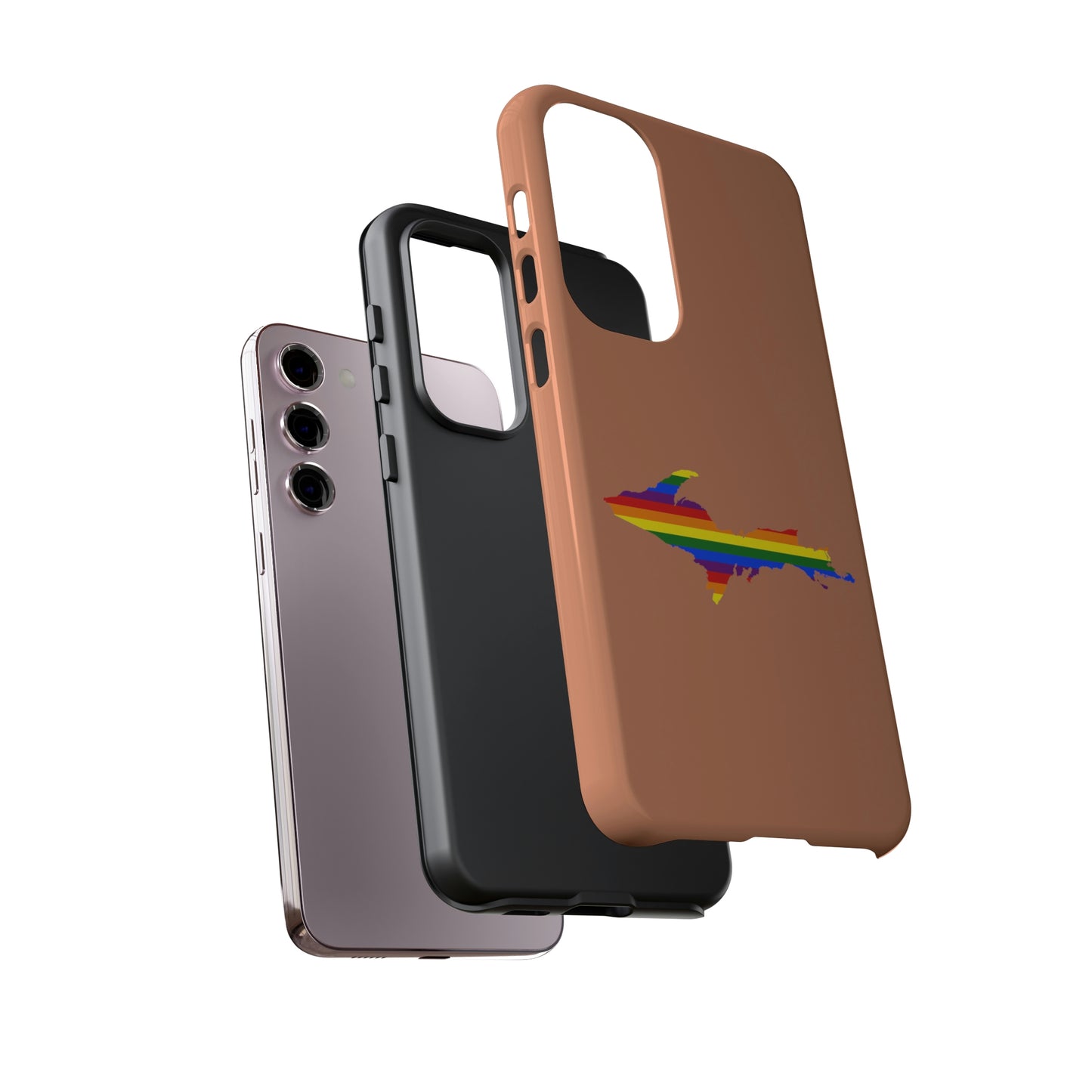 Michigan Upper Peninsula Tough Phone Case (Copper Color w/ UP Pride Flag Outline) | Samsung & Pixel Android