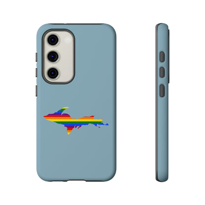 Michigan Upper Peninsula Tough Phone Case (Opal Blue w/ UP Pride Flag Outline) | Samsung & Pixel Android