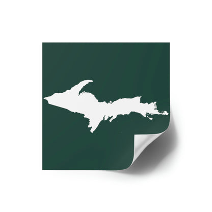 Michigan Upper Peninsula Square Sticker (Green w/ UP Outline) | Indoor/Outdoor