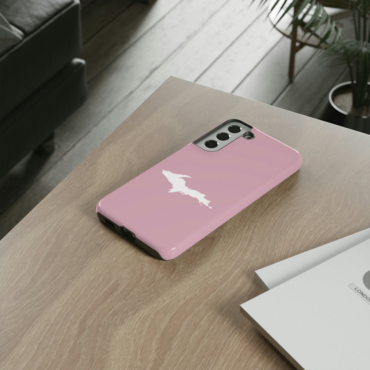 Michigan Upper Peninsula Tough Phone Case (Pink w/ UP Outline) | Samsung & Pixel Android