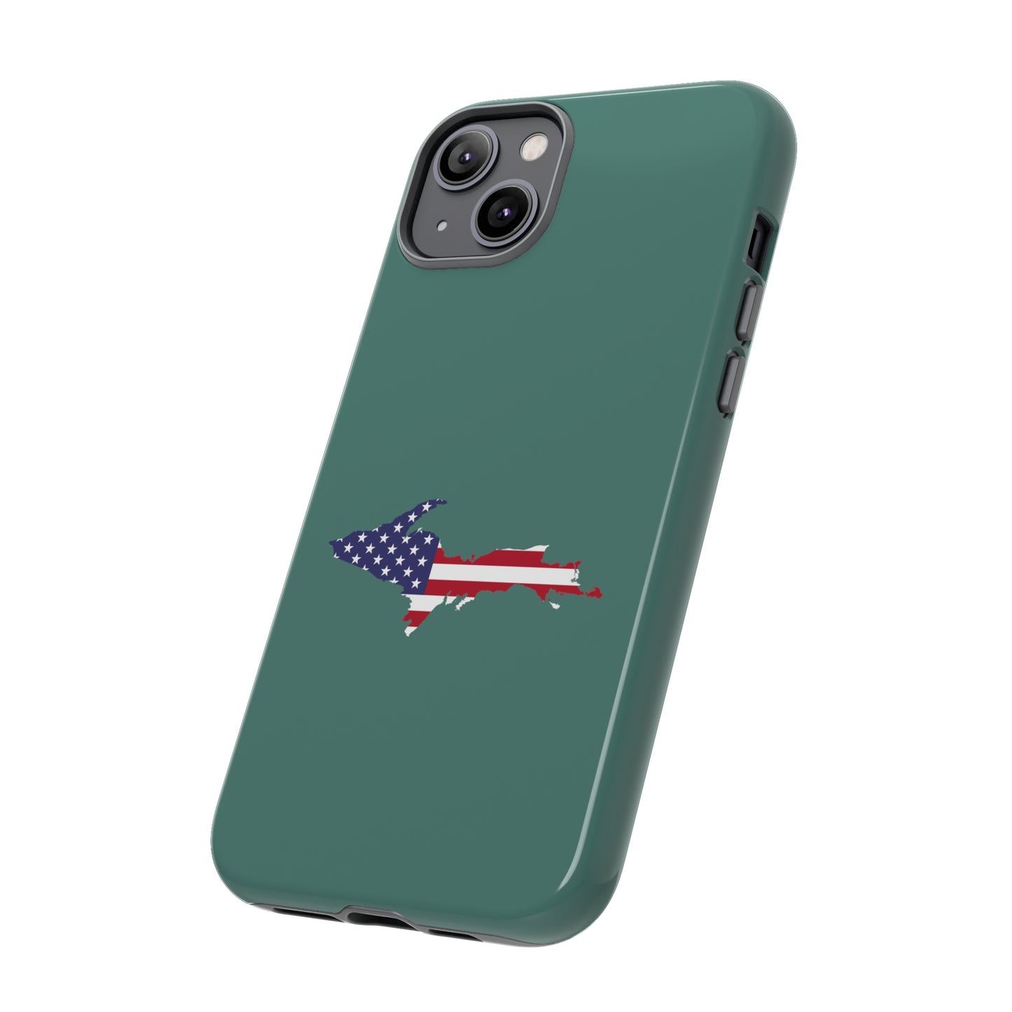 Michigan Upper Peninsula Tough Phone Case (Copper Green w/ UP USA Outline) | Apple iPhone