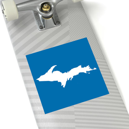 Michigan Upper Peninsula Square Sticker (Azure w/ UP Outline) | Indoor/Outdoor