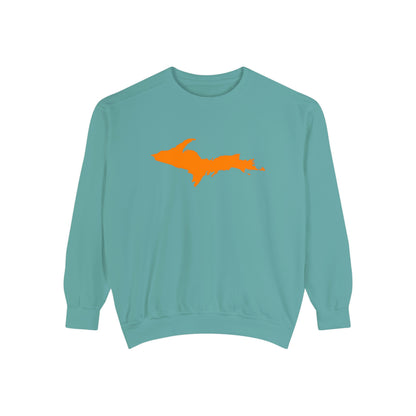 Michigan Upper Peninsula Sweatshirt (w/ Orange UP Outline) | Unisex Garment Dyed