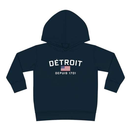 'Détroit Depuis 1701' Hoodie (w/USA Flag Outline) | Unisex Toddler