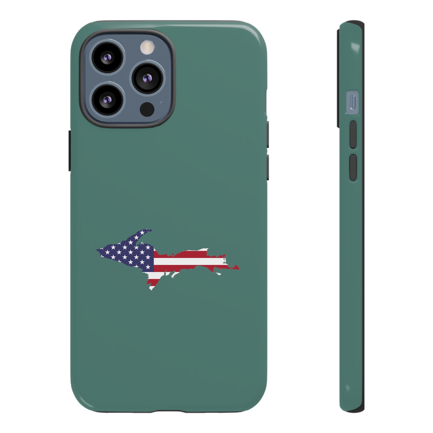 Michigan Upper Peninsula Tough Phone Case (Copper Green w/ UP USA Outline) | Apple iPhone