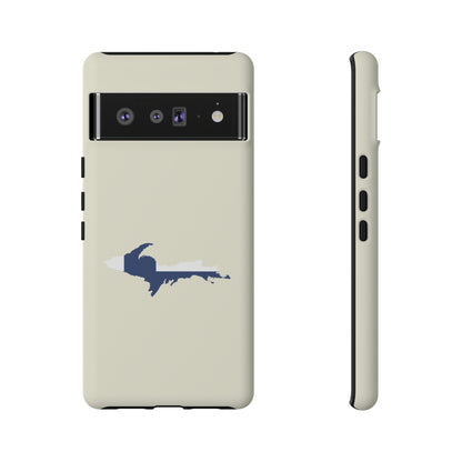 Michigan Upper Peninsula Tough Phone Case (Ivory Color w/ UP Finland Flag Outline) | Samsung & Pixel Android