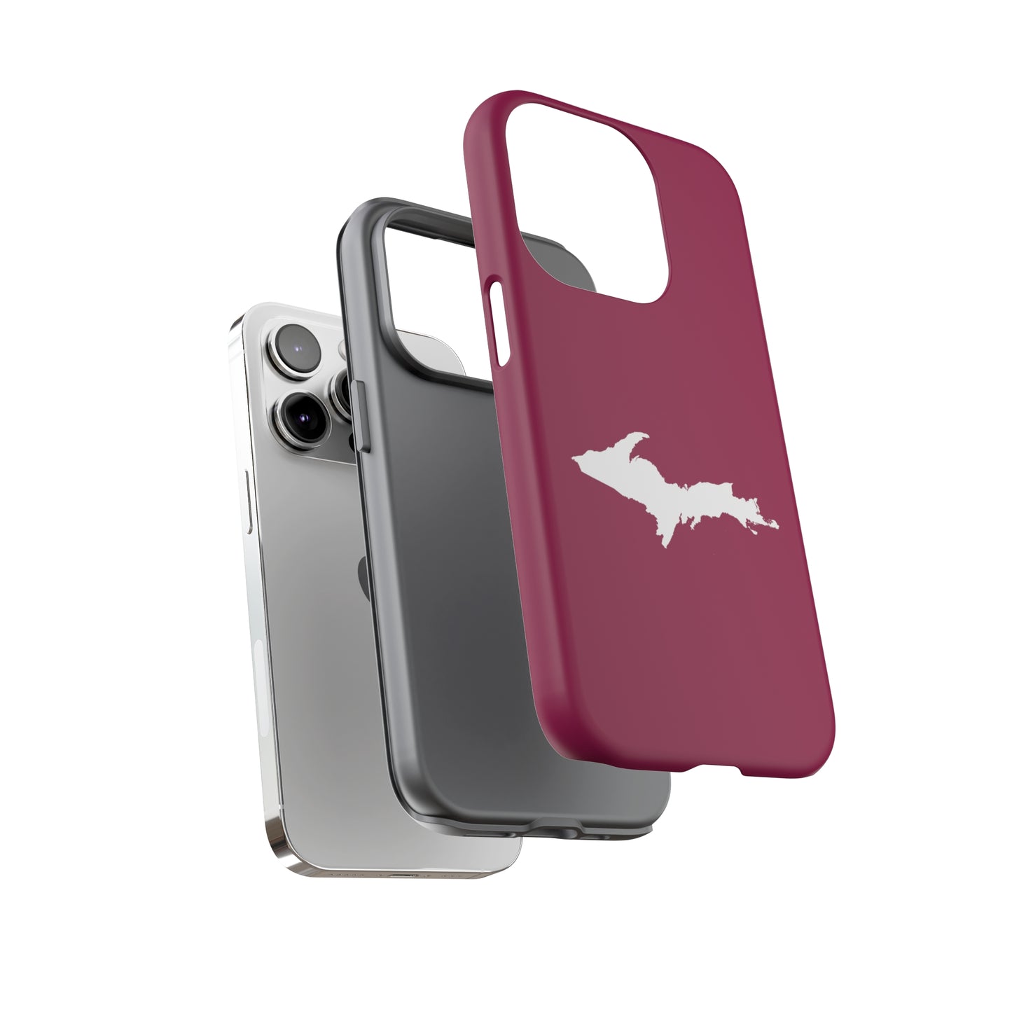 Michigan Upper Peninsula Tough Phone Case (Ruby Red w/ UP Outline) | Apple iPhone