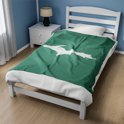 Michigan Upper Peninsula Plush Blanket (w/ UP Outline) | '64 Metallic Mint Green