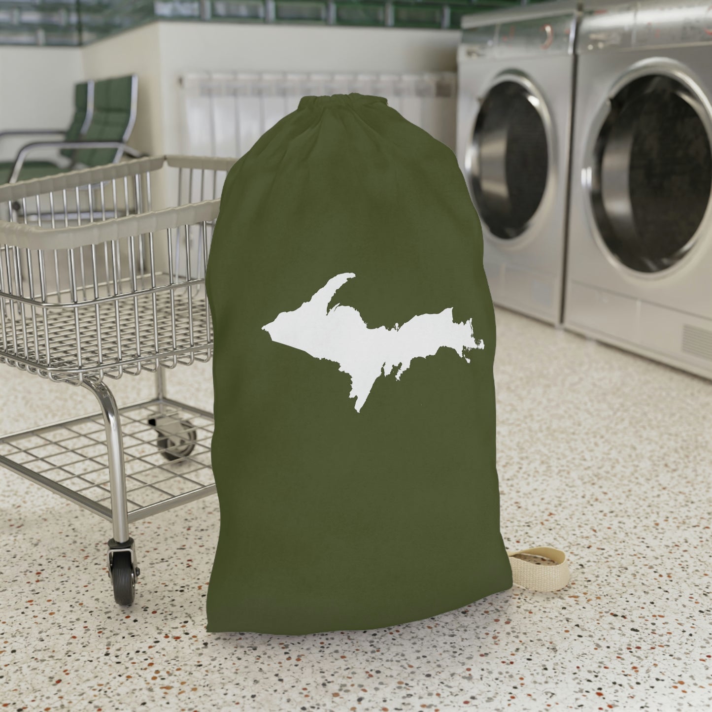 Michigan Upper Peninsula Laundry Bag (Army Green w/ UP Outline)