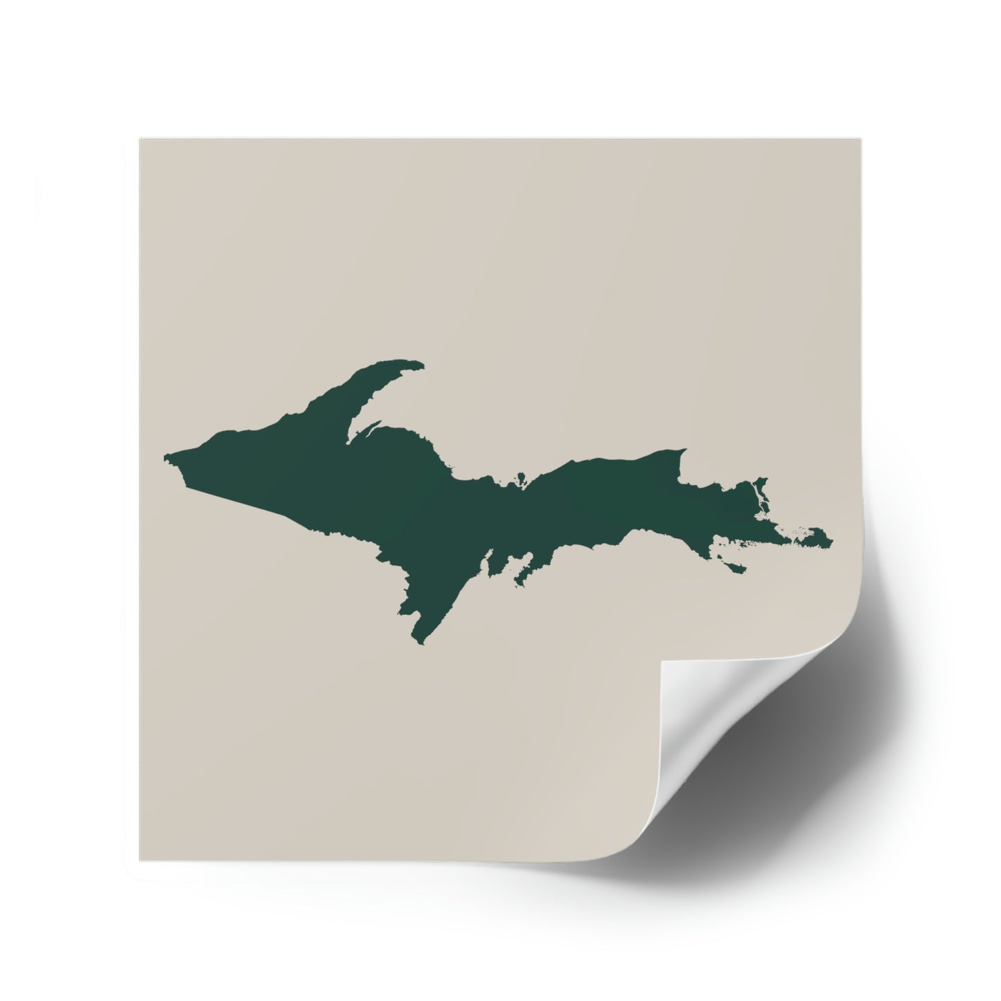 Michigan Upper Peninsula Square Sticker (Canvas Color w/ Green UP Outline) | Indoor/Outdoor