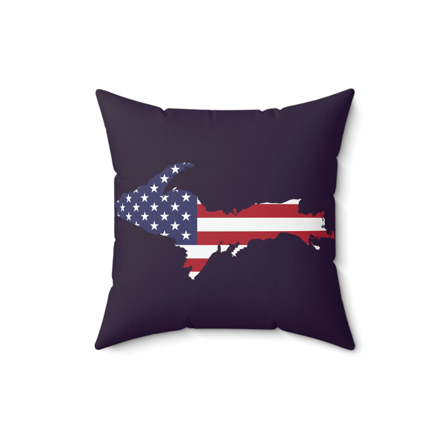 Michigan Upper Peninsula Accent Pillow (w/ UP USA Flag Outline) | Blackcurrant